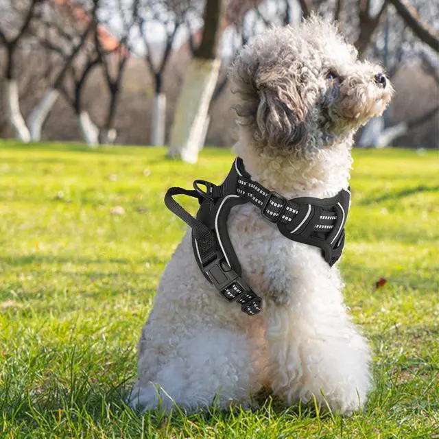 Alt view image 4 of 7 - Reflective Dog Harness, No Pull Vest Harness with Handle, Adjustable Soft Padded Pet Harness for Small Dogs, Black, S