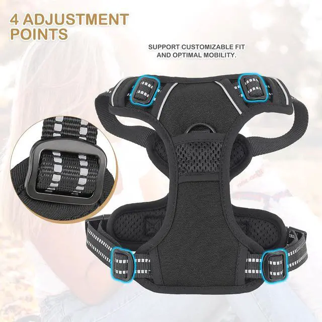 Alt view image 6 of 7 - Reflective Dog Harness, No Pull Vest Harness with Handle, Adjustable Soft Padded Pet Harness for Small Dogs, Black, S