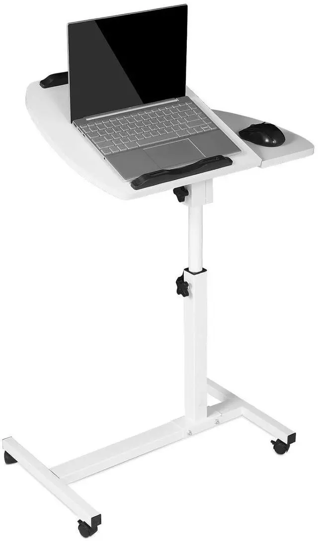 Main image of Portable Laptop Table Cart, 360° Rotatable Panel, Adjustable Height 24.5"-35.5" Rolling Standing Computer Desk with Locking Casters for Home Office, Black