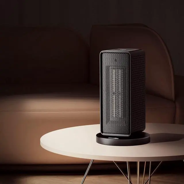Alt view image 3 of 7 - mollie Electric Space Heater with 90° Oscillation, PTC Fast Heating Room Small Heater with 12H Timer, Tip-Over & Overheat Protection, Portable Quiet Heater for Home Office, Button Control, Black