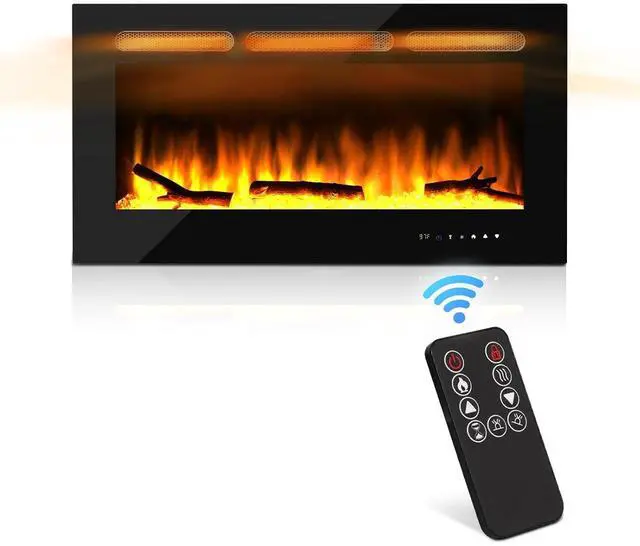 Main image of 36" Electric Fireplace Heater, Realistic Flame, Adjustable 8 Flame Colors, Ideal for Home & Office Decor, 1400W, Compact Design with Temperature Regulation
