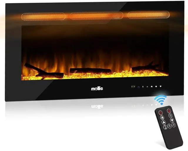 Main image of 36" Electric Fireplace Wall Mounted and Recessed with Remote Control, 1400W Wall Fireplace Heater w/8 Color Adjustable Brightness Flame Linear Electric Fireplace, Overheating Protection (Black)
