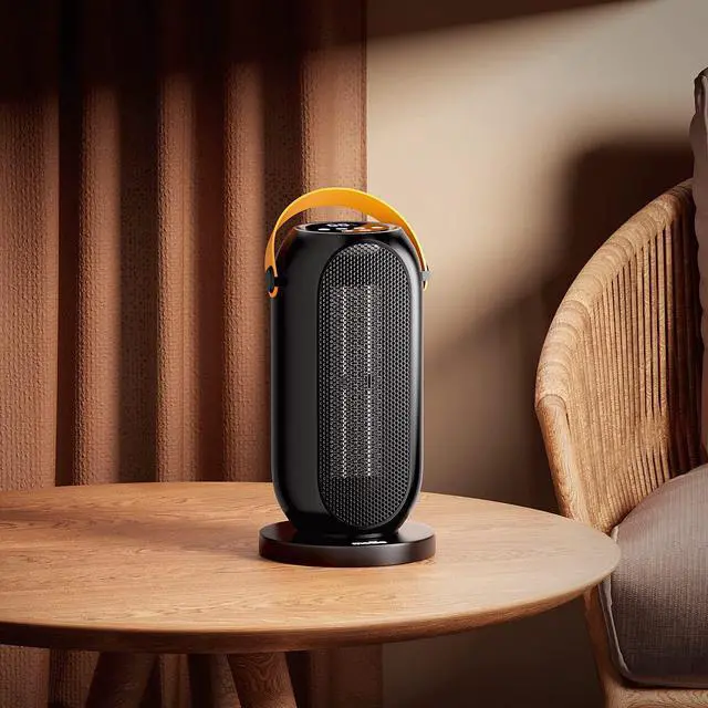 Alt view image 3 of 7 - mollie Small Space Heater, 90° Oscillating Electric Heater for Home Office, 12h Timer Portable Personal PTC Rapid Heater Quick Safety Heating for Adult Kid Indoor Use, Button Control, Black