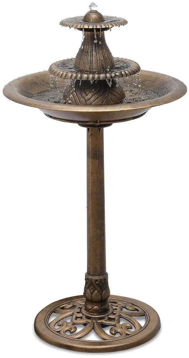 Main image of Outdoor Garden Bird Bath, 37" Tall Outside 3-Tiered Pedestal Antique Water Fountain and Birdbath for Garden Patio Deck Porch Backyard, 5L Water Capacity, Bronze