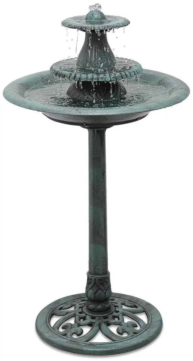 Main image of 37" Outdoor Pedestal Water Fountain and Birdbath, 3-Tiered Waterfall Fountain with Recirculating Pump for Garden Patio Backyard, 5L Water Capacity, Green