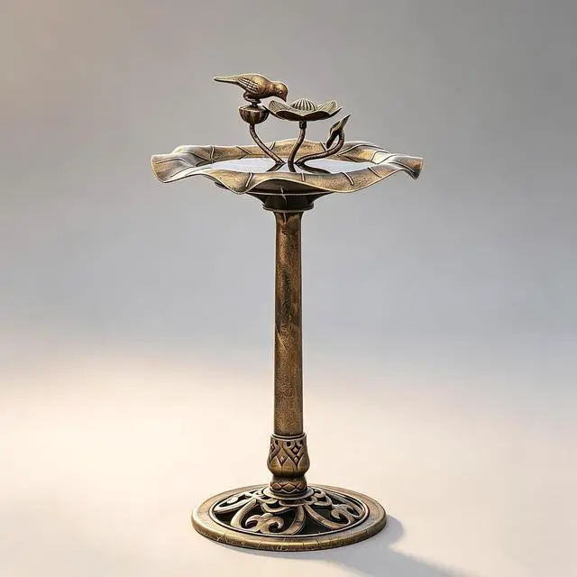 Main image of 28" Height Pedestal Bird Bath, Outdoor Water Fountains 2 Tiers Tall Bird Bath with Decoration Pedestal Base Stand for Lawn Patio or Garden, 5L Water Capacity, Bronze
