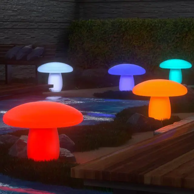 Alt view image 3 of 7 - 21" LED Mushroom Light 16 Color-Changing Outdoor/Indoor Mood Light Party Ambient Lighting, Waterproof Landscape Lighting for Patio Yard Pathway Decor, Rechargeable Pub RGB Lamp with Remote
