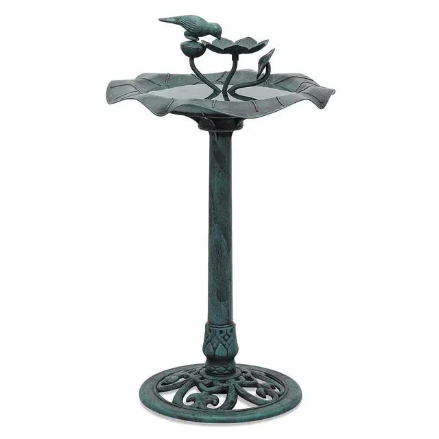 Main image of 28" Bird Baths for Outdoors, 2 Tiers Birdbath Water Fountains with Decorative Birds and Pedestal Base Stand for Lawn Yard and Garden, 5L Water Capacity, Green