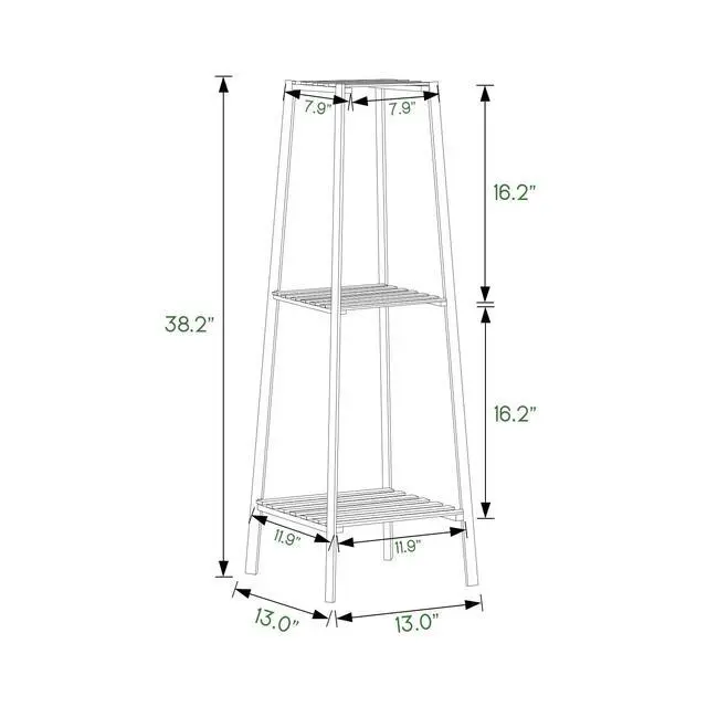 Alt view image 2 of 7 - Bamboo 3-Tier Tall Plant Stand Pot Vase Holder Flower Seasoning Display Shelf Rack Small Space for Patio Garden Balcony Yard Living Room (3 Shelves, Green)