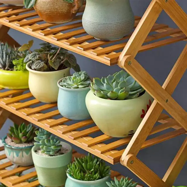 Alt view image 4 of 4 - Wood Plant Stand Indoor Outdoor for 5 Tiers Plants, Plant Shelf Ladder Table Pot Stand for Living Room Patio Balcony Garden