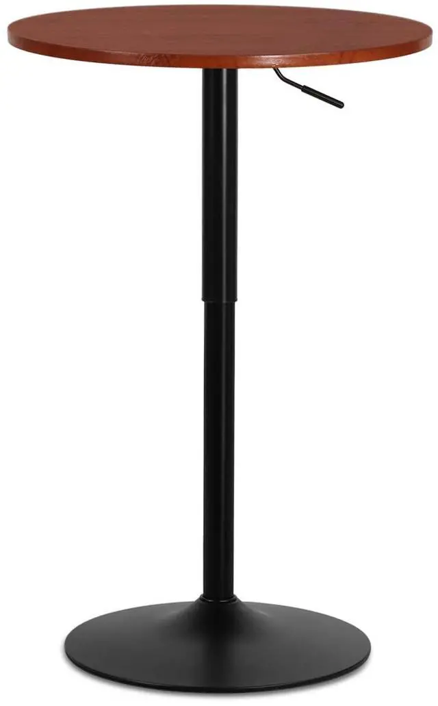 Main image of Round Bar Table Adjustable Height, BistroTable with Black Leg and Base Pub Table 360° Swivel for Living Room Dining Room Bistro Cafe, 23.5" Diameter Red Wood Texture Top Cocktail Tables