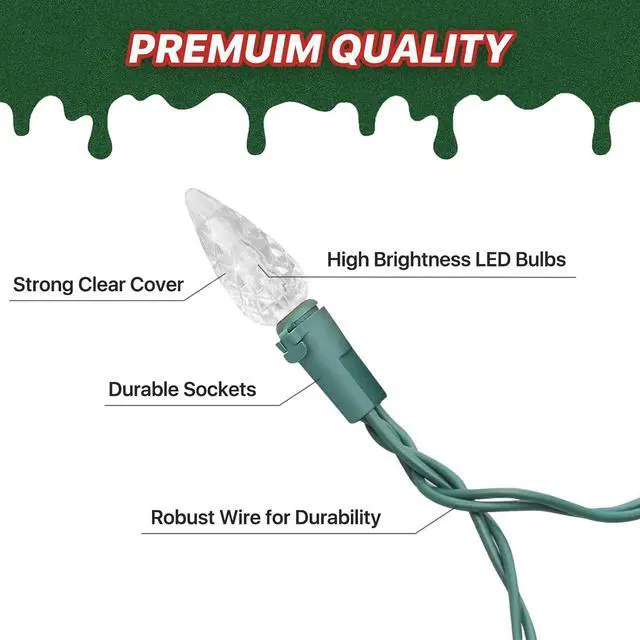 Alt view image 7 of 7 - Christmas String Lights with 50 LEDs 17 Ft, 8 Modes LED Mini String Lights, Battery Operated Waterproof Christmas with Green Wire for Outdoor for Wedding Party, Warm White