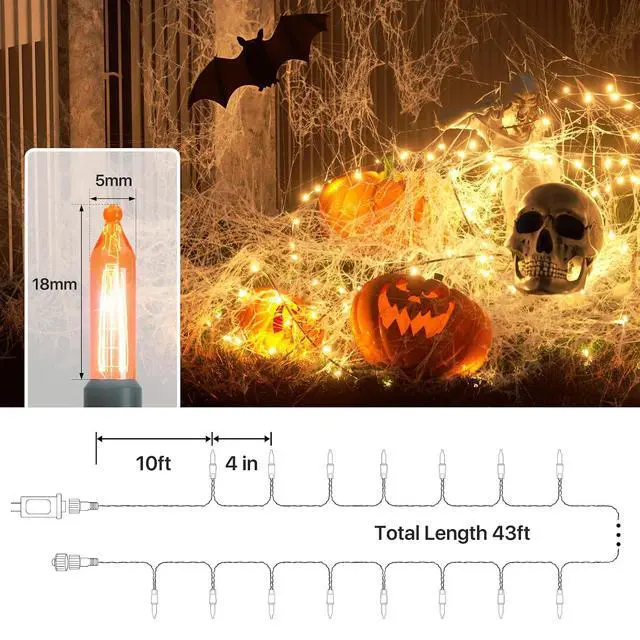 Alt view image 2 of 7 - Christmas Lights, 43ft 100 Count LED Mini Christmas String Lights, Waterproof Xmas String Lights with Green Wire for Tree Outdoor Indoor Home Holiday Party Yard Decoration (Orange)