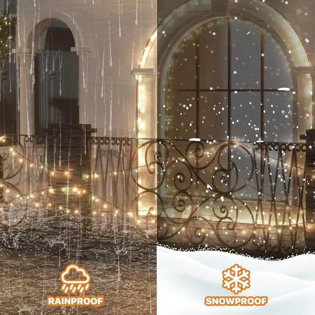 Alt view image 6 of 7 - Christmas String Lights with 50 LEDs 17 Ft, 8 Modes LED Mini String Lights, Battery Operated Waterproof Christmas with Green Wire for Outdoor for Wedding Party, Warm White