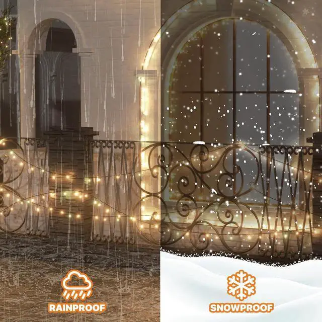 Alt view image 7 of 7 - Christmas Lights, 43ft 100 Count LED Mini Christmas String Lights, Waterproof Xmas String Lights with Green Wire for Tree Outdoor Indoor Home Holiday Party Yard Decoration (Warm White)