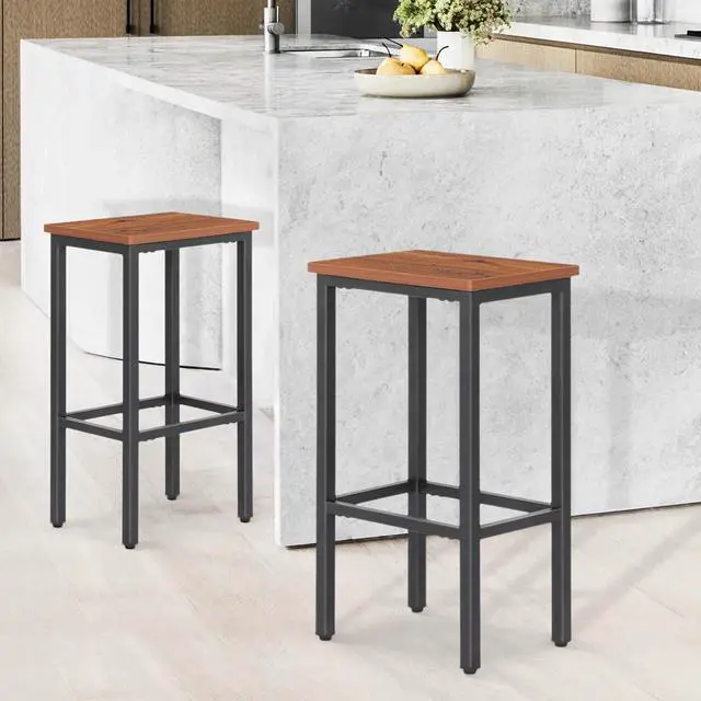 Main image of Bar Stools Set of 2, 26 Inch Counter Height Stools with Metal Frame for Kitchen Dining Room Café, Industrial Design, Rustic Brown