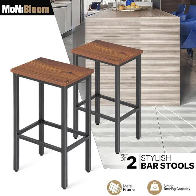 Alt view image 4 of 7 - Bar Stools Set of 2, 26 Inch Counter Height Stools with Metal Frame for Kitchen Dining Room Café, Industrial Design, Rustic Brown