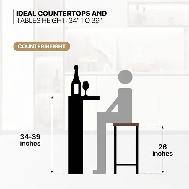 Alt view image 5 of 7 - Bar Stools Set of 2, 26 Inch Counter Height Stools with Metal Frame for Kitchen Dining Room Café, Industrial Design, Rustic Brown