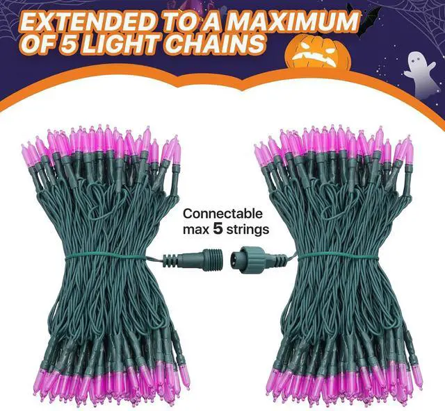 Alt view image 5 of 7 - Christmas Lights, 43ft 100 Count LED Mini Christmas String Lights, Waterproof Xmas String Lights with Green Wire for Tree Outdoor Indoor Home Holiday Party Yard Decoration (Purple)
