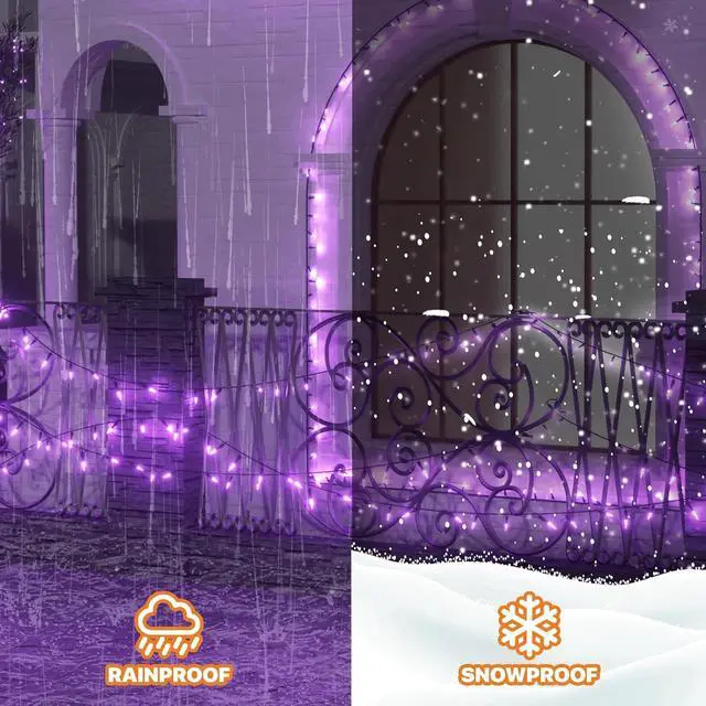 Alt view image 7 of 7 - Christmas Lights, 43ft 100 Count LED Mini Christmas String Lights, Waterproof Xmas String Lights with Green Wire for Tree Outdoor Indoor Home Holiday Party Yard Decoration (Purple)