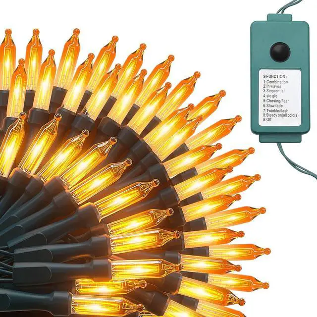 Main image of Christmas String Lights 75 Ft, 8 Modes 200 LED Mini String Lights, Plug in Waterproof Xmas String Light with Green Wire for Outdoor for Wedding Party (Orange)
