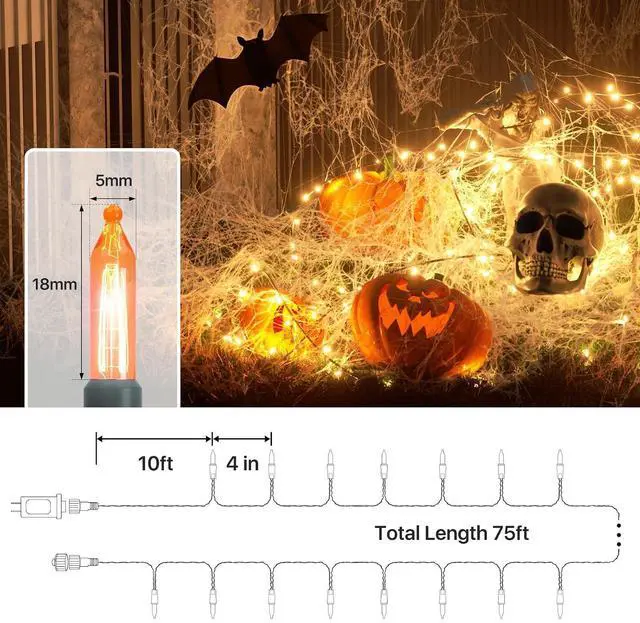 Alt view image 2 of 7 - Christmas String Lights 75 Ft, 8 Modes 200 LED Mini String Lights, Plug in Waterproof Xmas String Light with Green Wire for Outdoor for Wedding Party (Orange)