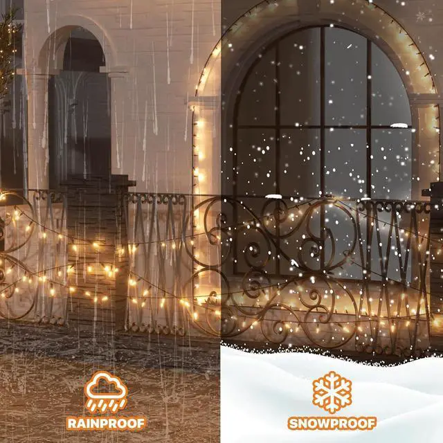 Alt view image 7 of 7 - Christmas Lights, 43ft 100 Count LED Mini Christmas String Lights, Waterproof Xmas String Lights with Green Wire for Tree Outdoor Indoor Home Holiday Party Yard Decoration (Orange)