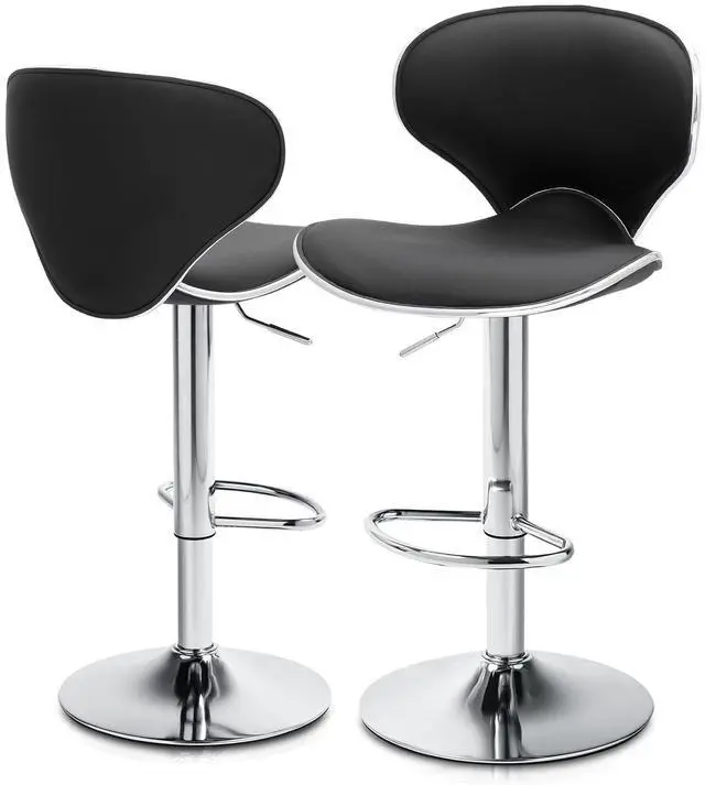Main image of Bar Stools Set of 2, Modern Black PU Leather Adjustable Counter Height Barstool Backrest and Footrest for Bar, Kitchen, Dining, Living Room, and Bistro Pub, 250 lbs Capacity