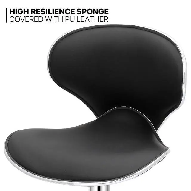 Alt view image 5 of 7 - Bar Stools Set of 2, Modern Black PU Leather Adjustable Counter Height Barstool Backrest and Footrest for Bar, Kitchen, Dining, Living Room, and Bistro Pub, 250 lbs Capacity
