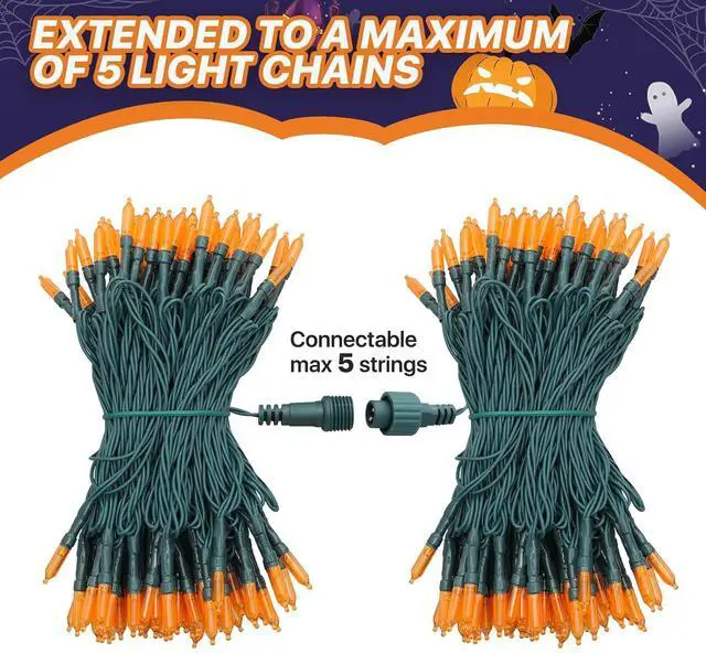 Alt view image 5 of 7 - Christmas Lights, 43ft 100 Count LED Mini Christmas String Lights, Waterproof Xmas String Lights with Green Wire for Tree Outdoor Indoor Home Holiday Party Yard Decoration (Orange)