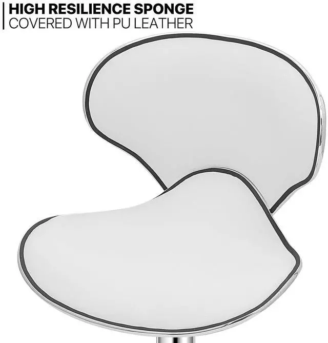 Alt view image 4 of 7 - Bar Stools Set of 2 Adjustable Swivel Bar Chairs, Modern White PU Leather Counter Height Barstools with High Backrest and Footrest for Bar, Kitchen, Dining Room, 250 lbs Capacity