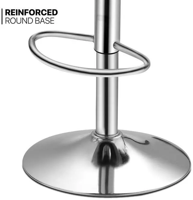 Alt view image 7 of 7 - Bar Stools Set of 2 Adjustable Swivel Bar Chairs, Modern White PU Leather Counter Height Barstools with High Backrest and Footrest for Bar, Kitchen, Dining Room, 250 lbs Capacity