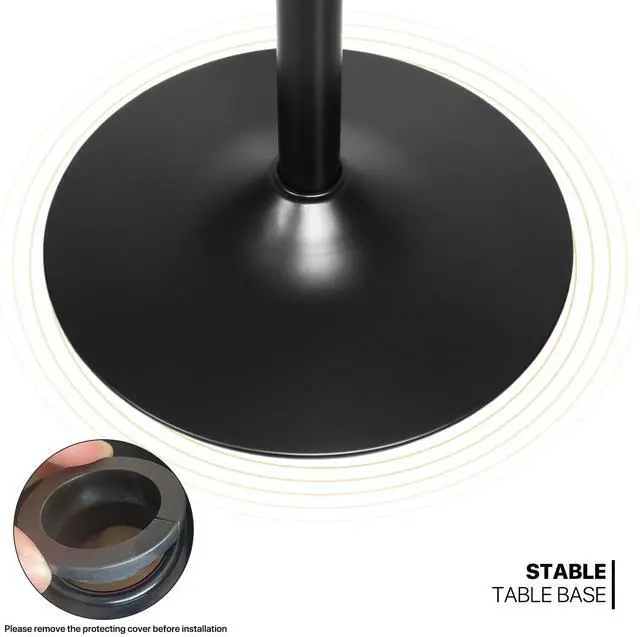 Alt view image 5 of 7 - Round Bar Table Adjustable Height, BistroTable with Black Leg and Base Pub Table 360° Swivel for Living Room Dining Room Bistro Cafe, 23.5" Diameter Red Wood Texture Top Cocktail Tables