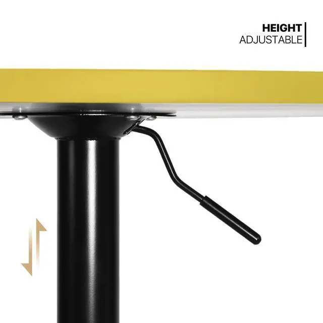 Alt view image 4 of 7 - Bar Round Cocktail Table, 31.5 Inch Adjustable-Heigh Pub Sturdy Base Bistro Table for Dining Room Home Kitchen Patio Bistro, Yellow