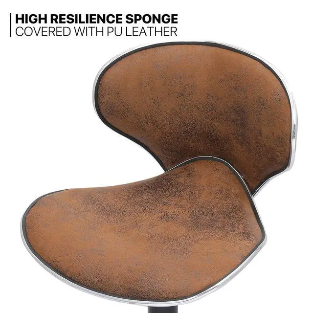 Alt view image 5 of 7 - Counter Height Swivel Bar Stools Set of 2, Coffee PU Leather Height-Adjustable Barstools with Footresr for Kitchen and Dining Room, Modern Tall Bar Height Chairs Island Chairs