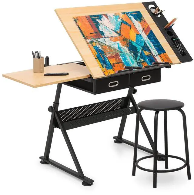 Main image of Adjustable Drafting Table & Stool Set with Storage, Versatile Art Desk and Craft Center Home Study Room Artist Desk