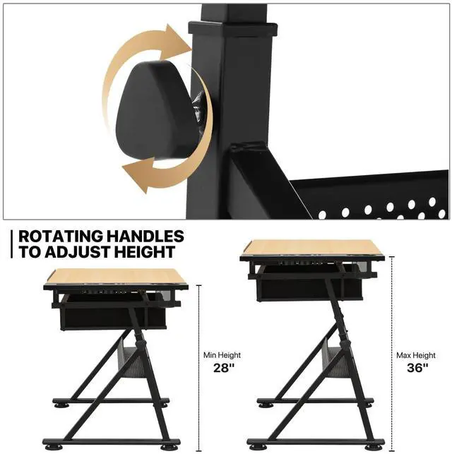 Alt view image 7 of 7 - Adjustable Drafting Table & Stool Set with Storage, Versatile Art Desk and Craft Center Home Study Room Artist Desk