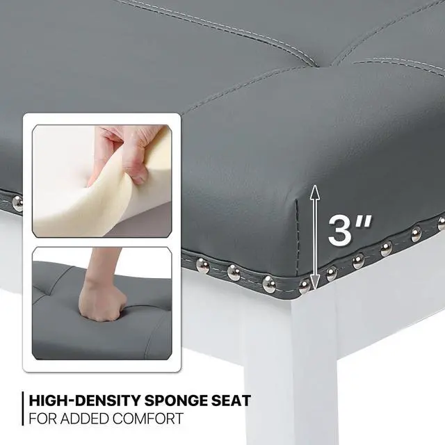 Alt view image 6 of 7 - Bar Stools Set of 2, 29.5" PU Leather Counter Height Stools with Footrest, Nailed Backless Saddle Barstools for Kitchen, Dining Room, Café, Black Frame, Black Seat