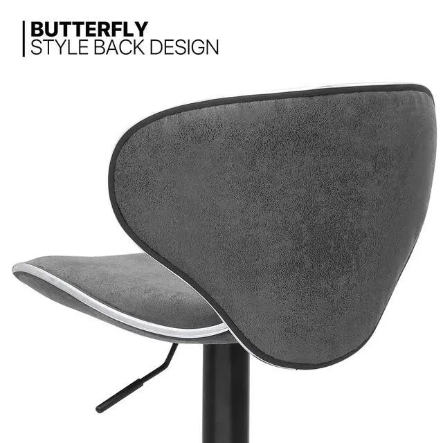 Alt view image 7 of 7 - Barstools Set of 2, Modern PU Leather Shell Back Bar Stools with Backrest and Footrest, Height-Adjustable Cozy Island Stool for Living Room Kitchen Dining Room, Dark Gray