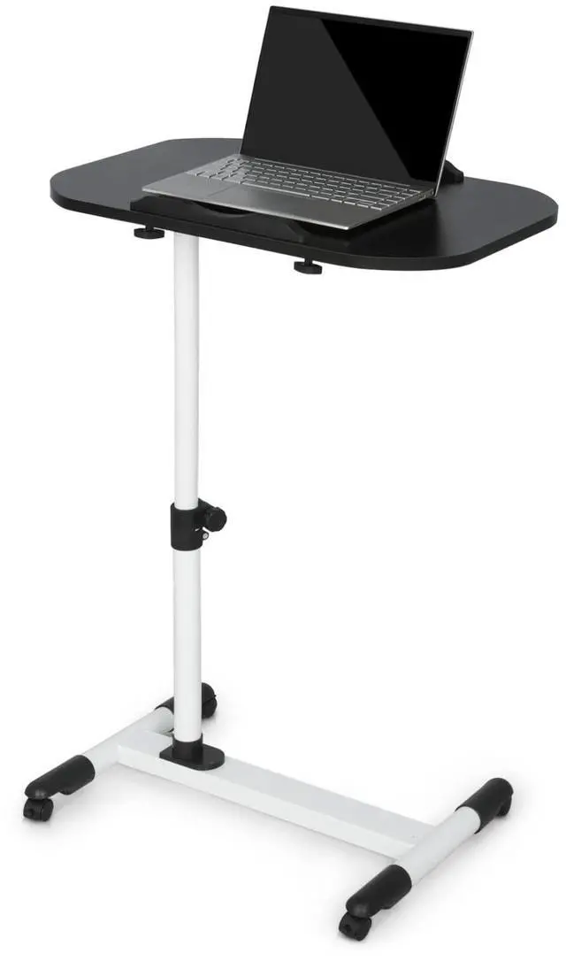 Main image of Mobile Laptop Desk 360° Rotatable Panel Adjustable Height Desk Rolling Cart Ergonomic Table with Wheels for Home Office School, Black