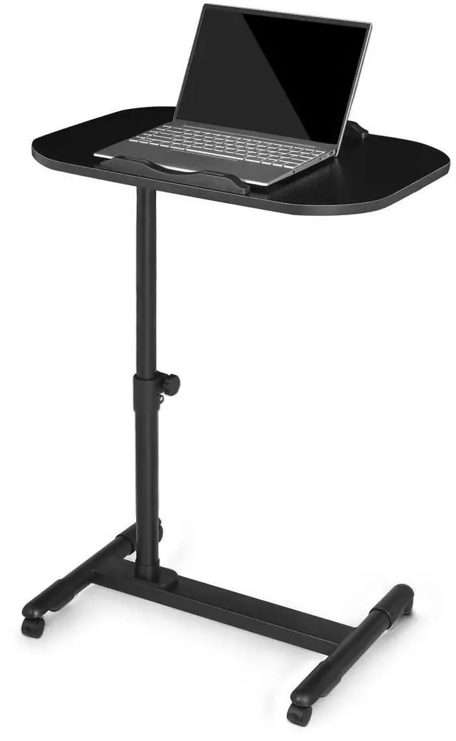 Main image of Rolling Mobile Standing Desk 360° Rotatable Panel Adjustable Height 59''-89'' Portable Overbed Laptop Sofa Table Cart with Wheels for Offices Home Medical, Black