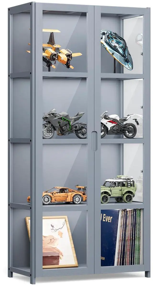 Main image of 4 Tier Curio Display Cabinet with Acrylic Doors, 52" Large Capacity Storage Cabinet Collectibles Toy Showcase for Living Room, Gray