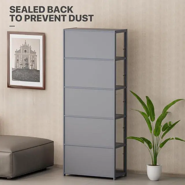 Alt view image 7 of 7 - 5 Tier Curio Display Cabinet with Acrylic Doors, 64" Large Capacity Storage Cabinet Collectibles Toy Showcase for Living Room, Gray