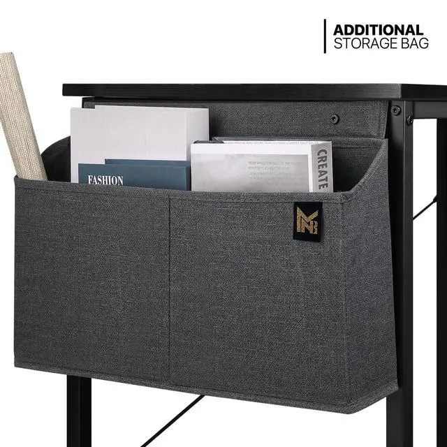 Alt view image 5 of 7 - Writing Computer Desk 40", Simple Home Office Gaming Desk with Storage Bag, Space Saving Table - Black