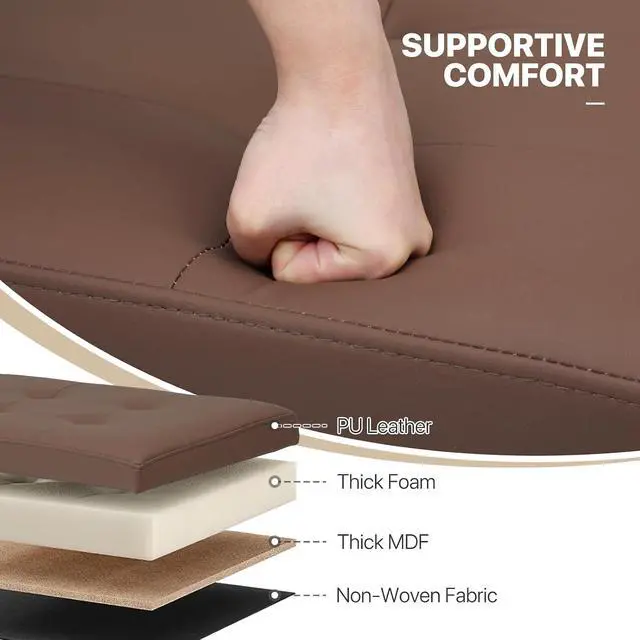 Alt view image 6 of 7 - 43 Inch Storage Ottoman Bench, 34 Gal. Folding Ottoman Footrest, End of Bed Bench, Rectangle Foot Stool, Supports 600 lbs, for Bedroom, Living Room, Entryway, Hallway, Brown