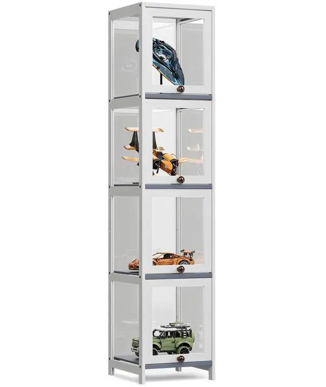 Main image of 60" Tall Slim Narrow Clear Display Cabinet with Acrylic Door Curio Cabinet Display Case Corner Shelves Collection Display Case, White