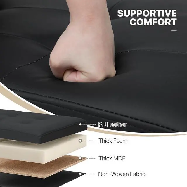 Alt view image 6 of 7 - 30 Inch Storage Ottoman Bench, 24 Gal. Folding Ottoman Footrest, End of Bed Bench, Rectangle Foot Stool, Supports 600 lbs, for Bedroom, Living Room, Entryway, Hallway, Black