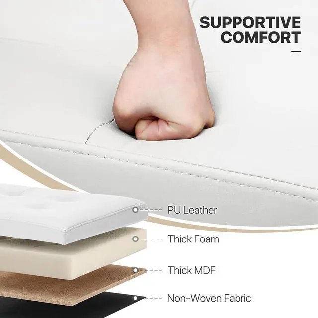 Alt view image 6 of 7 - 15 Inch Storage Ottoman Cube, 11 Gal. Folding Ottoman Foot Rest Stool, PU Leather Small Footrest with Storage for Living Room, Bedroom, Entryway, Hallway, White