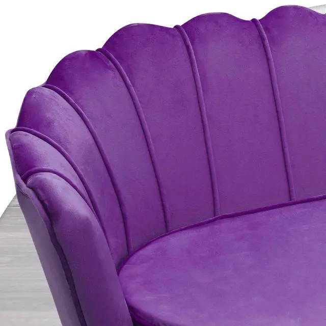 Alt view image 7 of 7 - 52" Purple Velvet Loveseat Sofa with 2 Pillows, Modern 2-Seater Sofa Upholstered Tufted Love Seat Couch with Golden Metal Legs for Living Room Conference Room, 300 Lbs Capacity
