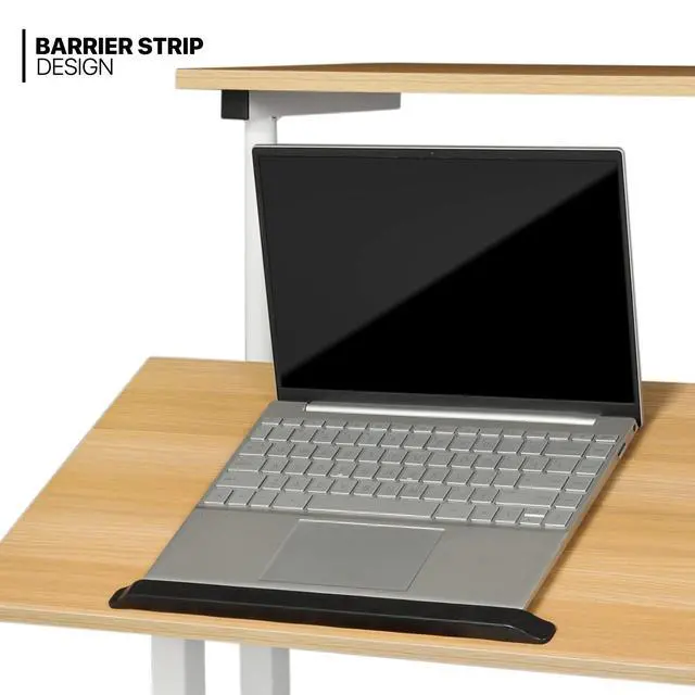 Alt view image 7 of 7 - Mobile Standing Laptop Desk Rolling Laptop Workstation on Wheels Adjustable Height Computer Desk for Home Office Laptop Workstation with Side Storage, White, Natural